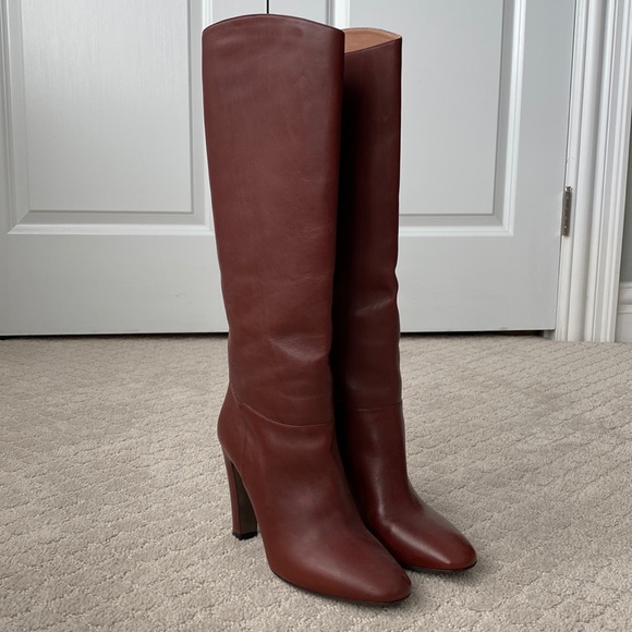 Valentino Shoes - Valentino Brown Leather Knee-High Heeled Boots